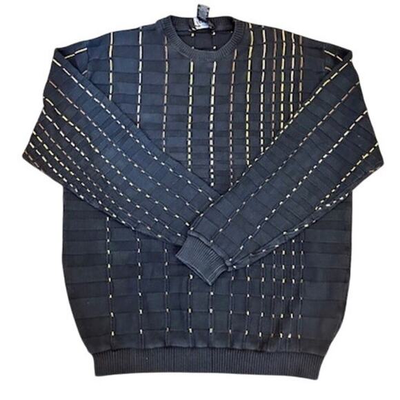 Vintage Tosani Black Sweater, Men’s Large, 100% Cotton Knit Retro 90s - Picture 1 of 5